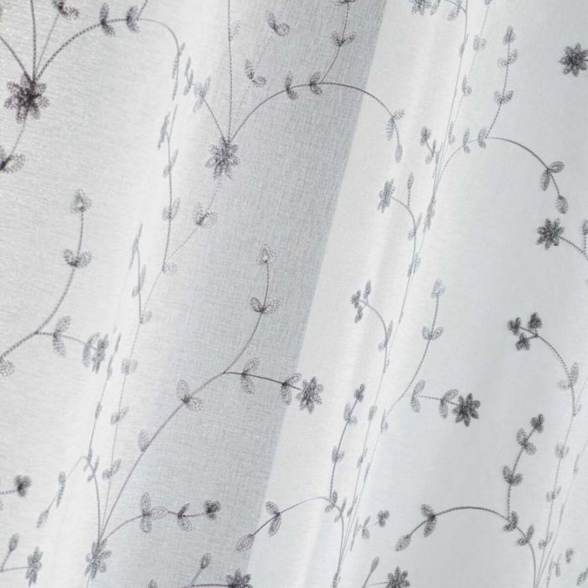 Paris Prix Paire de Voilages  Petite Fleur  60x160cm Blanc & Gris