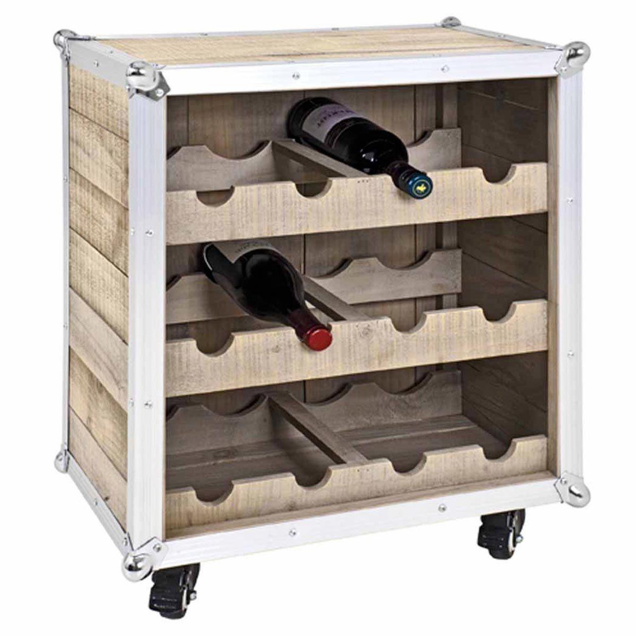 Voir la diapositive 1 : Paris Prix Meuble range bouteilles  mallette  63cm naturel