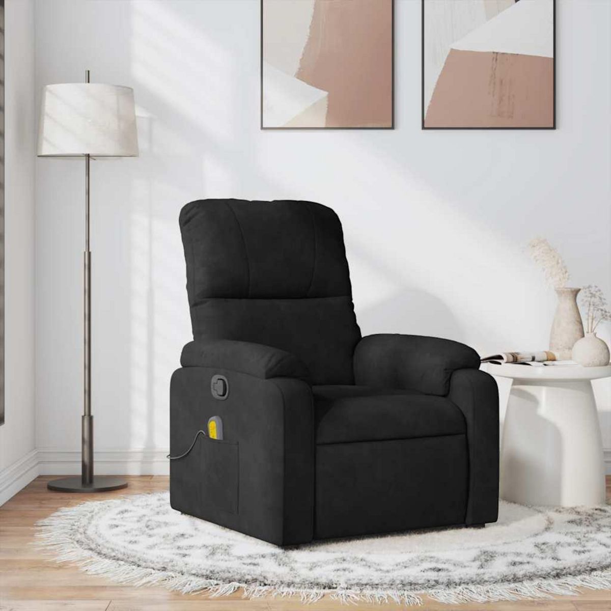 VIDAXL Fauteuil inclinable de massage noir tissu microfibre