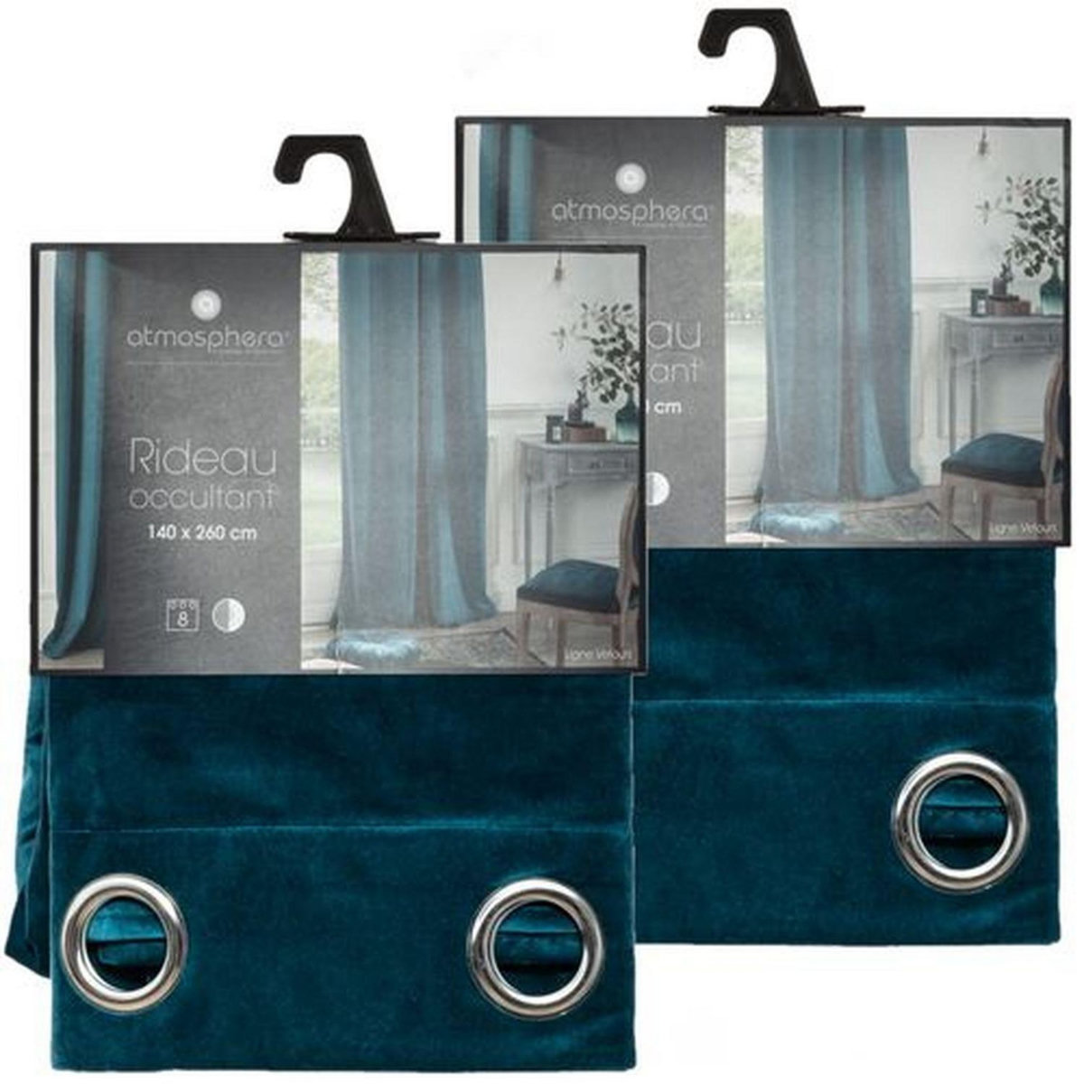 TOILINUX Lot de 2 Rideaux occultants en polyester effet velours