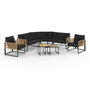 Voir la diapositive 1 : ID MARKET Salon de jardin bas RIO 8 places salon d'angle structure métal et cordage effet rotin clair et coussins noir