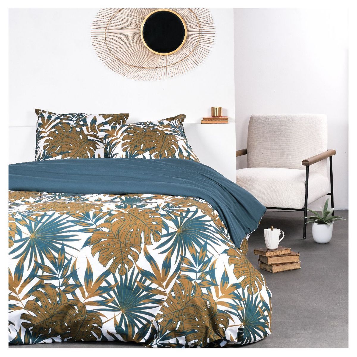 TODAY Parure housse de couette coton 57fils motif tropical EMMA