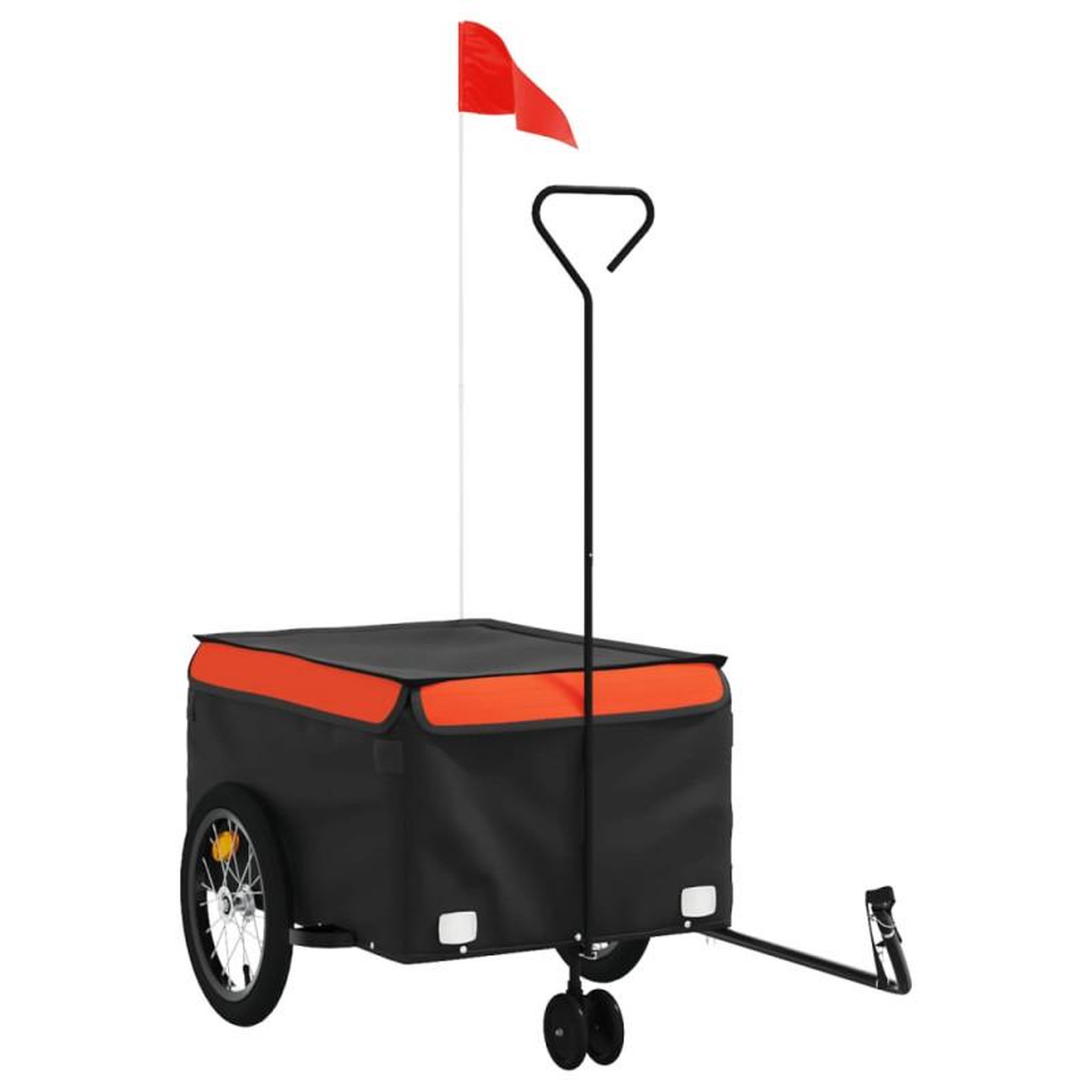 Voir la diapositive 2 : VIDAXL Remorque de vélo noir et orange 45 kg fer