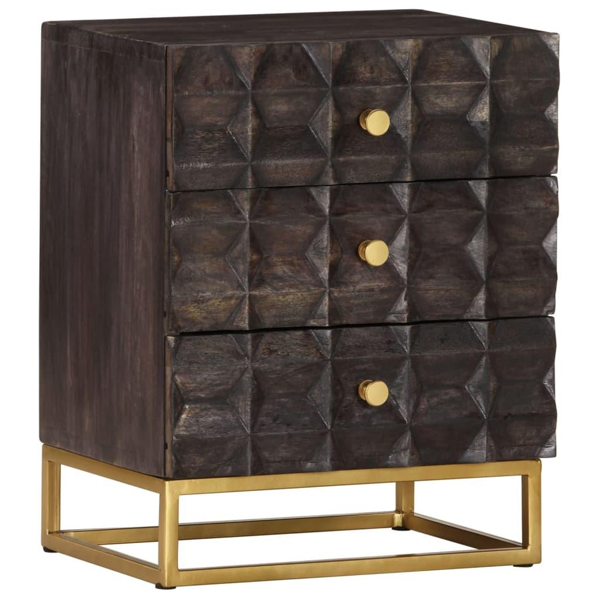 VIDAXL Table de chevet Noir 40x30x50 cm Bois de manguier massif