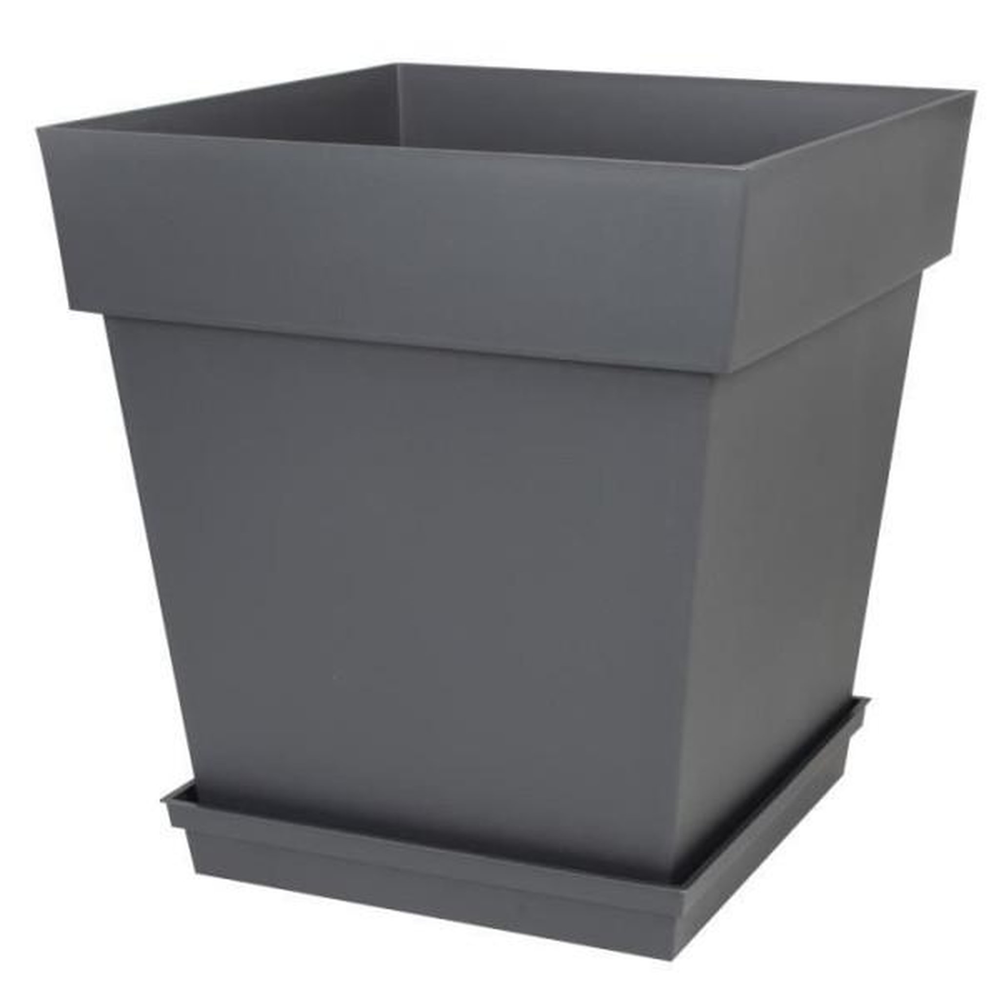 Voir la diapositive 2 : EDA PLASTIQUE EDA Soucoupe carrée Toscane - 40 cm - Gris anthracite