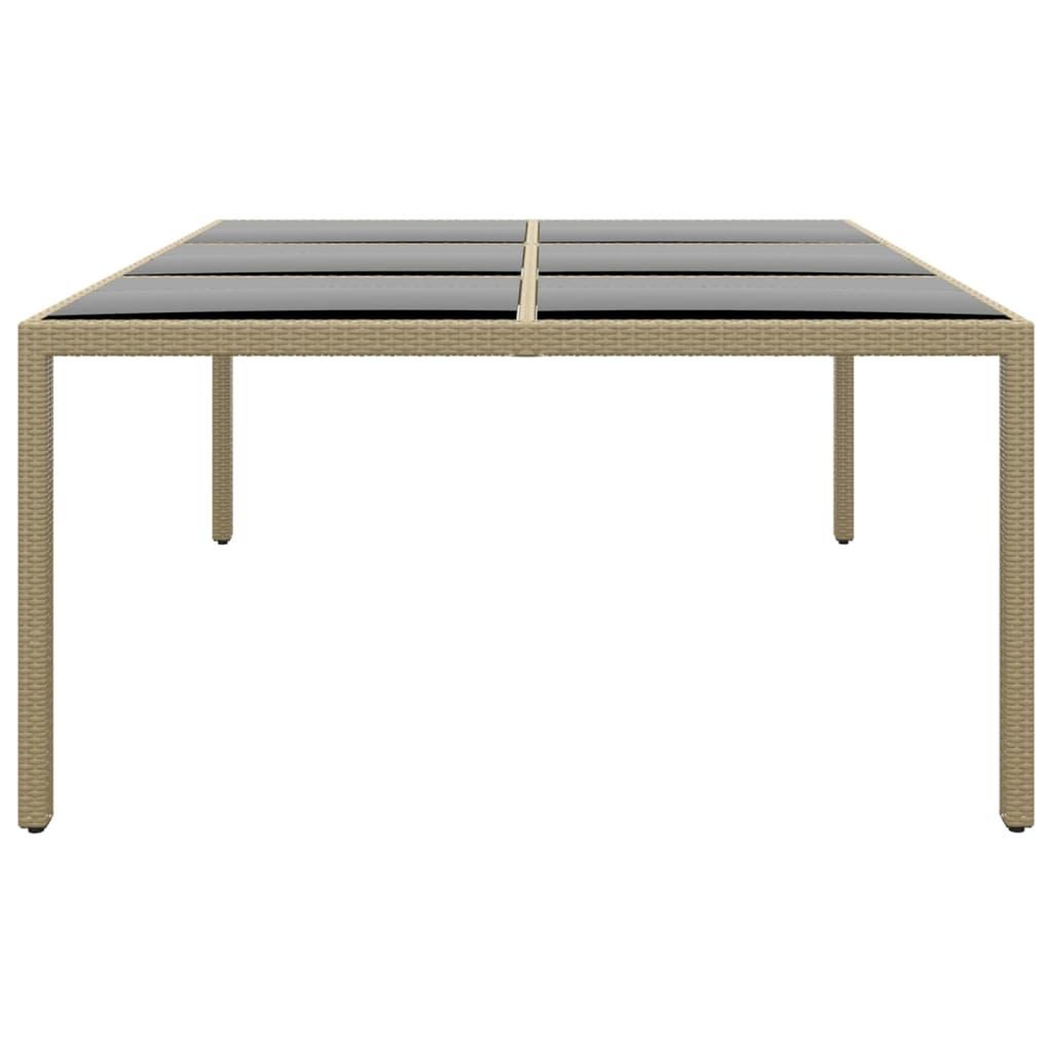 Voir la diapositive 3 : VIDAXL Table de jardin 200x150x75 cm Verre trempe/resine tressee Beige