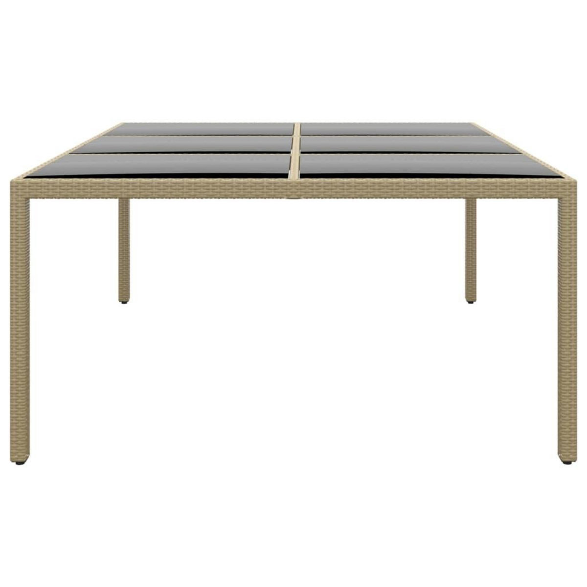 VIDAXL Table de jardin 200x150x75 cm Verre trempe/resine tressee Beige