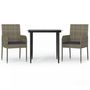 Voir la diapositive 2 : VIDAXL Ensemble a manger jardin 3pcs avec coussins noir et gris