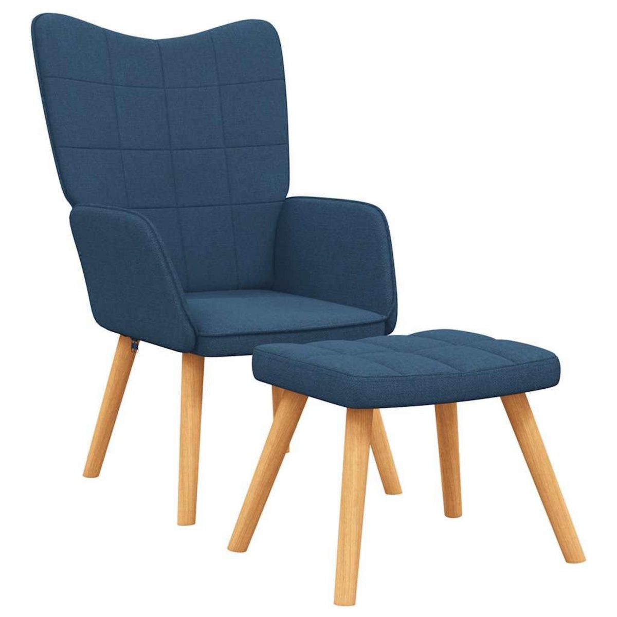 VIDAXL Chaise de relaxation avec tabouret Bleu Tissu