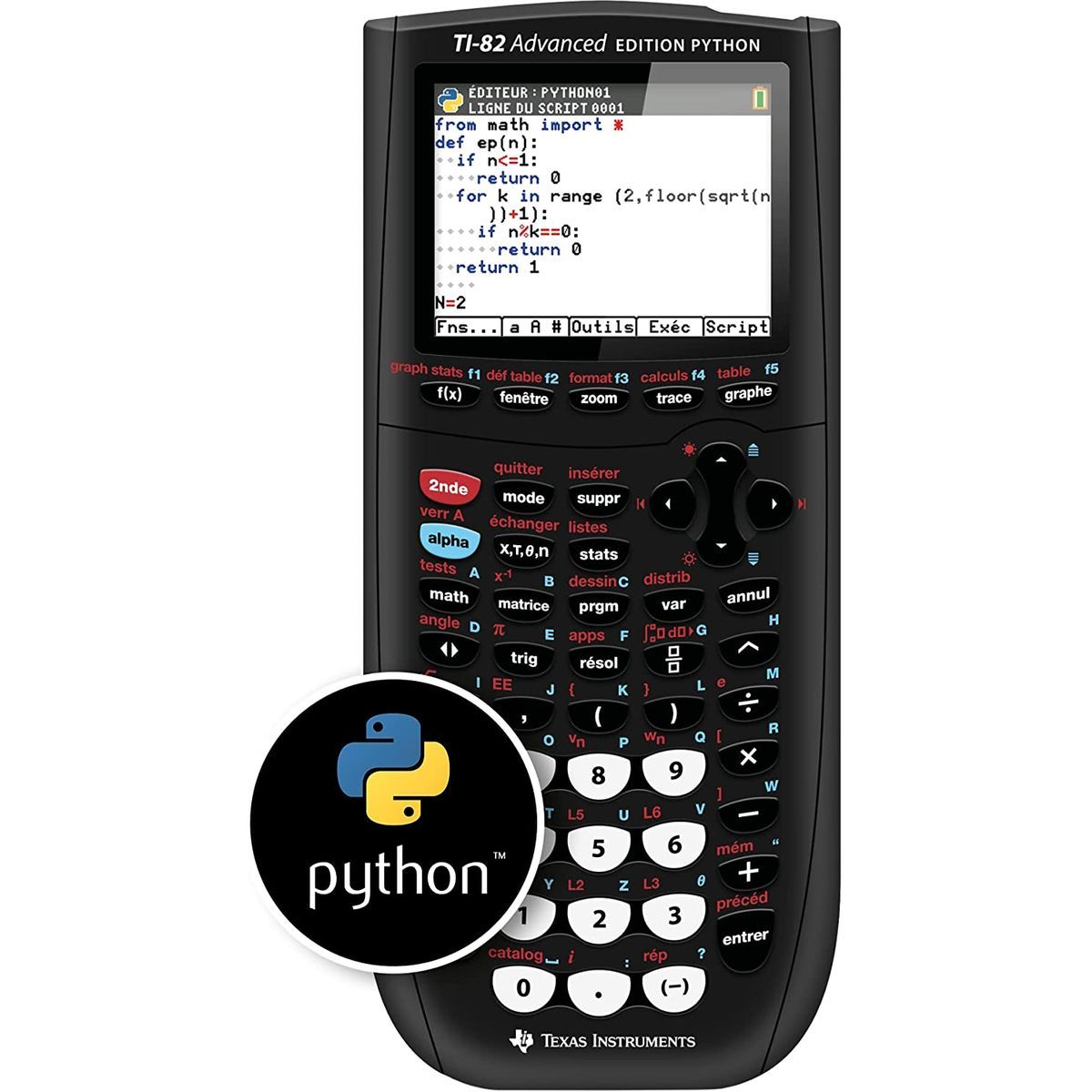 TEXAS Calculatrice graphique TI-82 Advanced Python Couleur