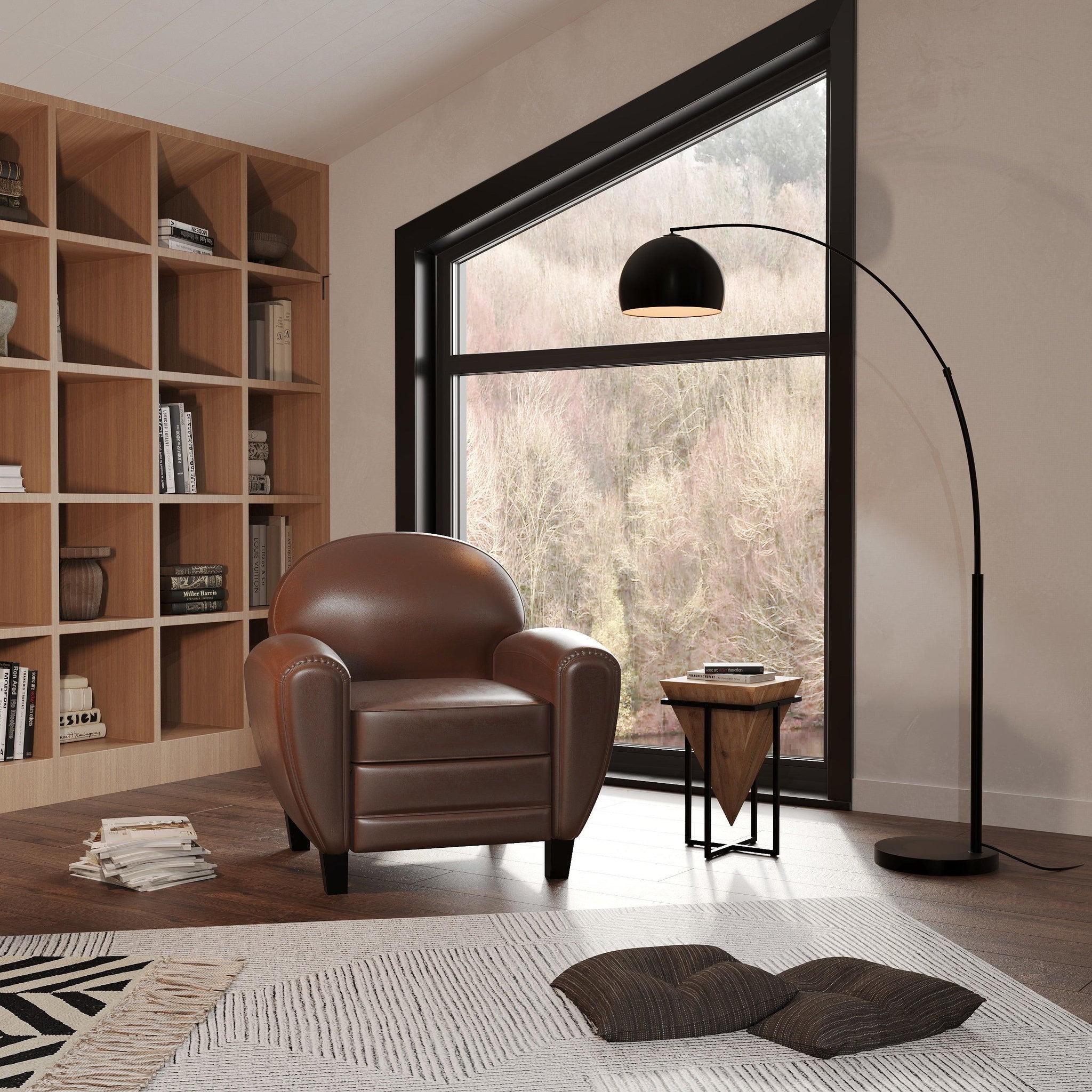 Voir la diapositive 5 : MAISON PAVANE Fauteuil marron en croute de cuir enduite-club