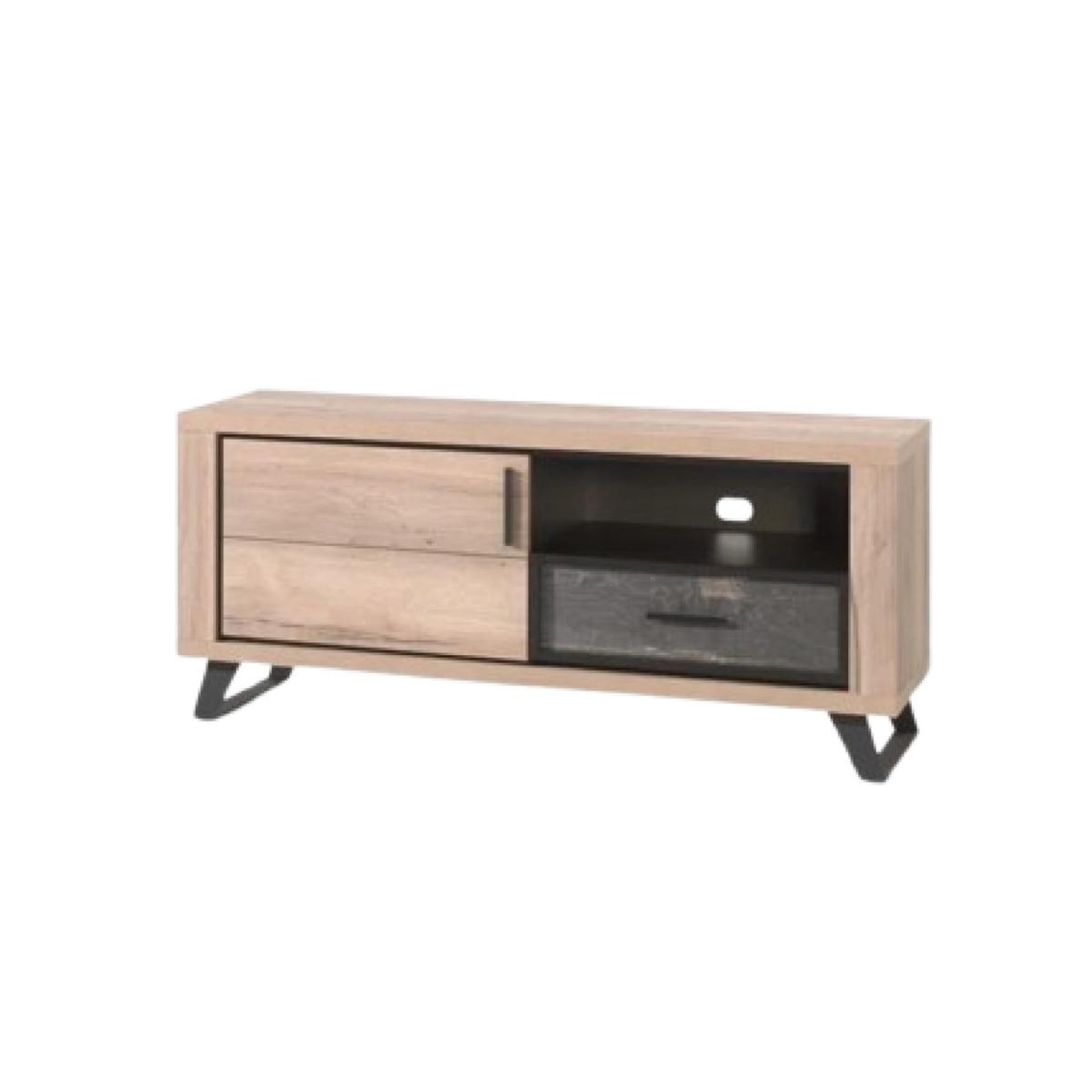 JLC KREATION Meuble tv contemporain 2 portes 1 tiroir avec led 143cm pero
