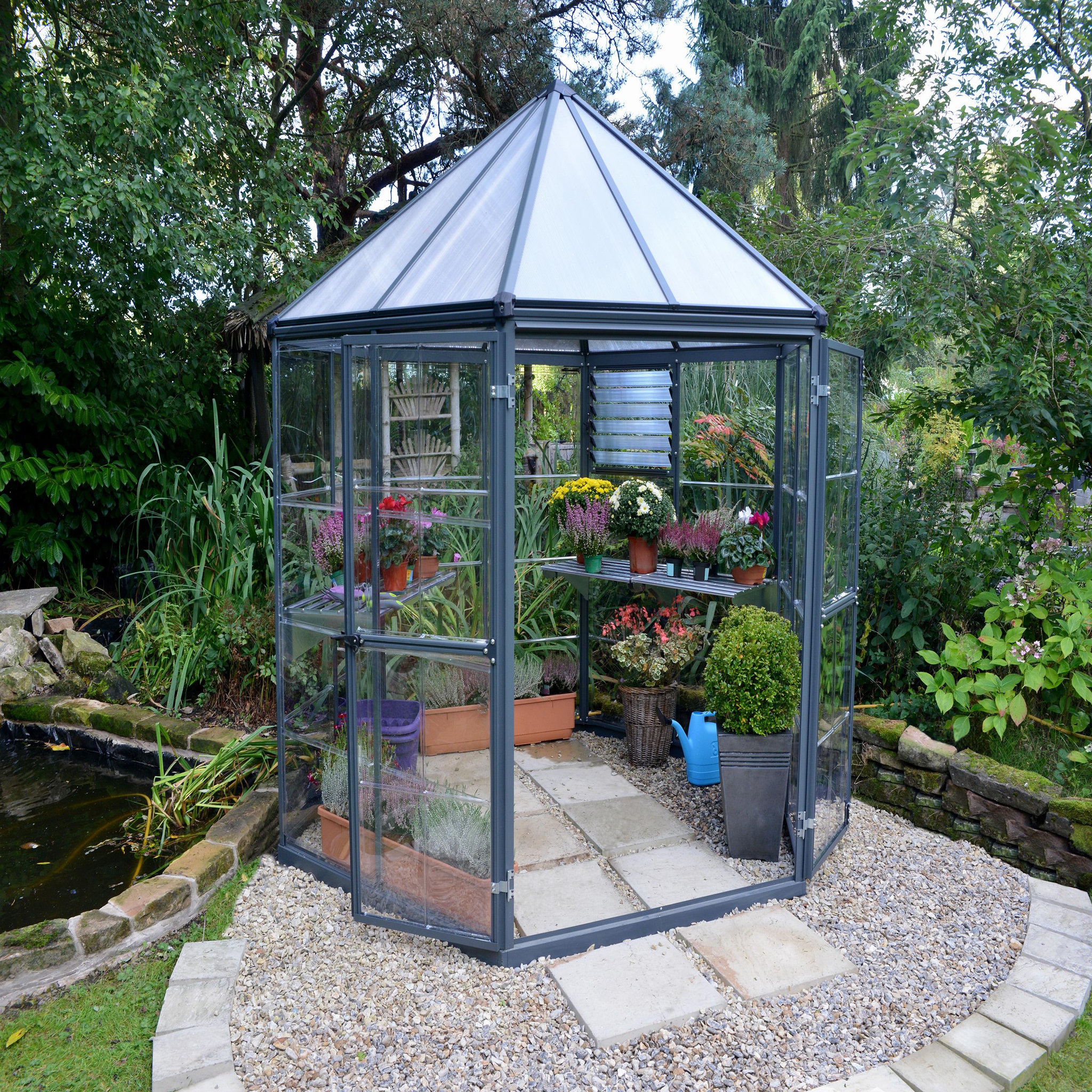 CANOPIA Serre de jardin hexagonale Oasis 4m² Grise