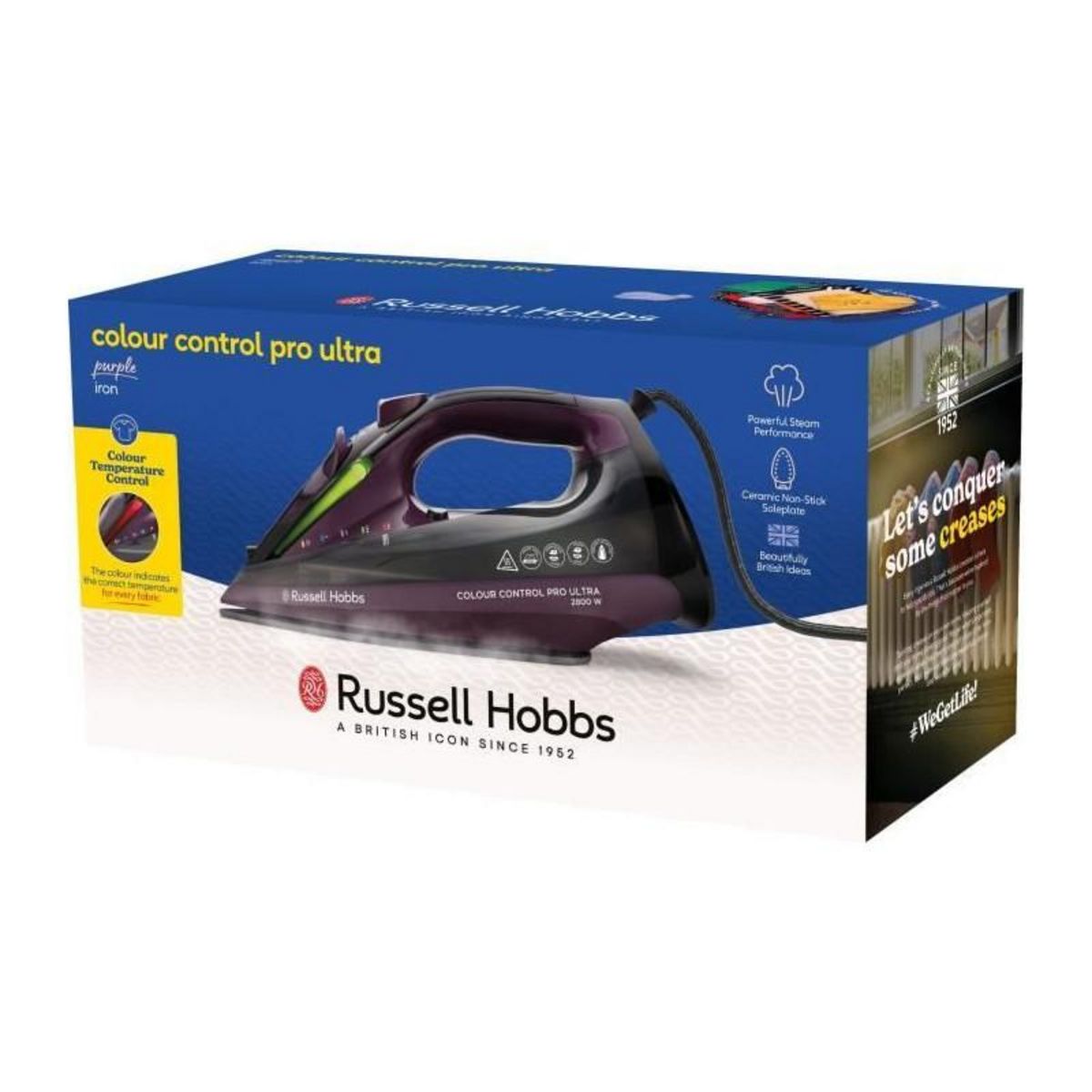 Russell Hobbs Fer a repasser - RUSSELL HOBBS - Colour Control Pro Iron Ultra - 2800 W - Noir / Violet