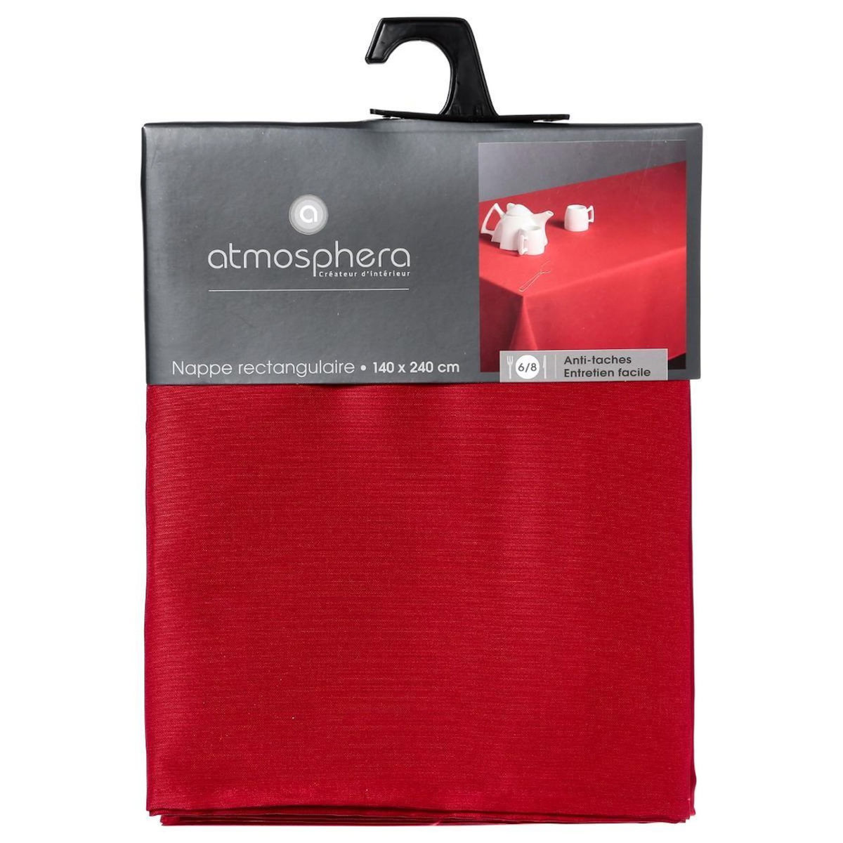 ATMOSPHERA Nappe Antitache  Unie  140x240cm Rouge