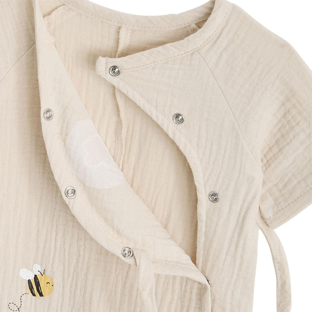 Petit Béguin Barboteuse bébé en gaze de coton Eden