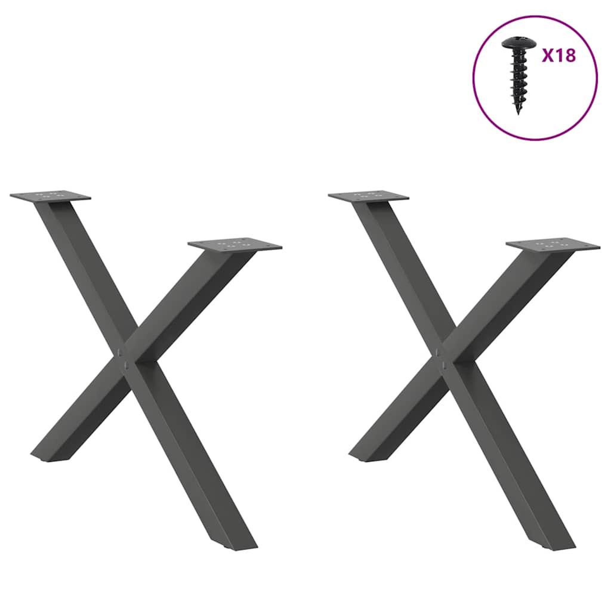 Voir la diapositive 3 : VIDAXL Pieds de table basse forme de X 2 pcs anthracite 70x(42-43) cm