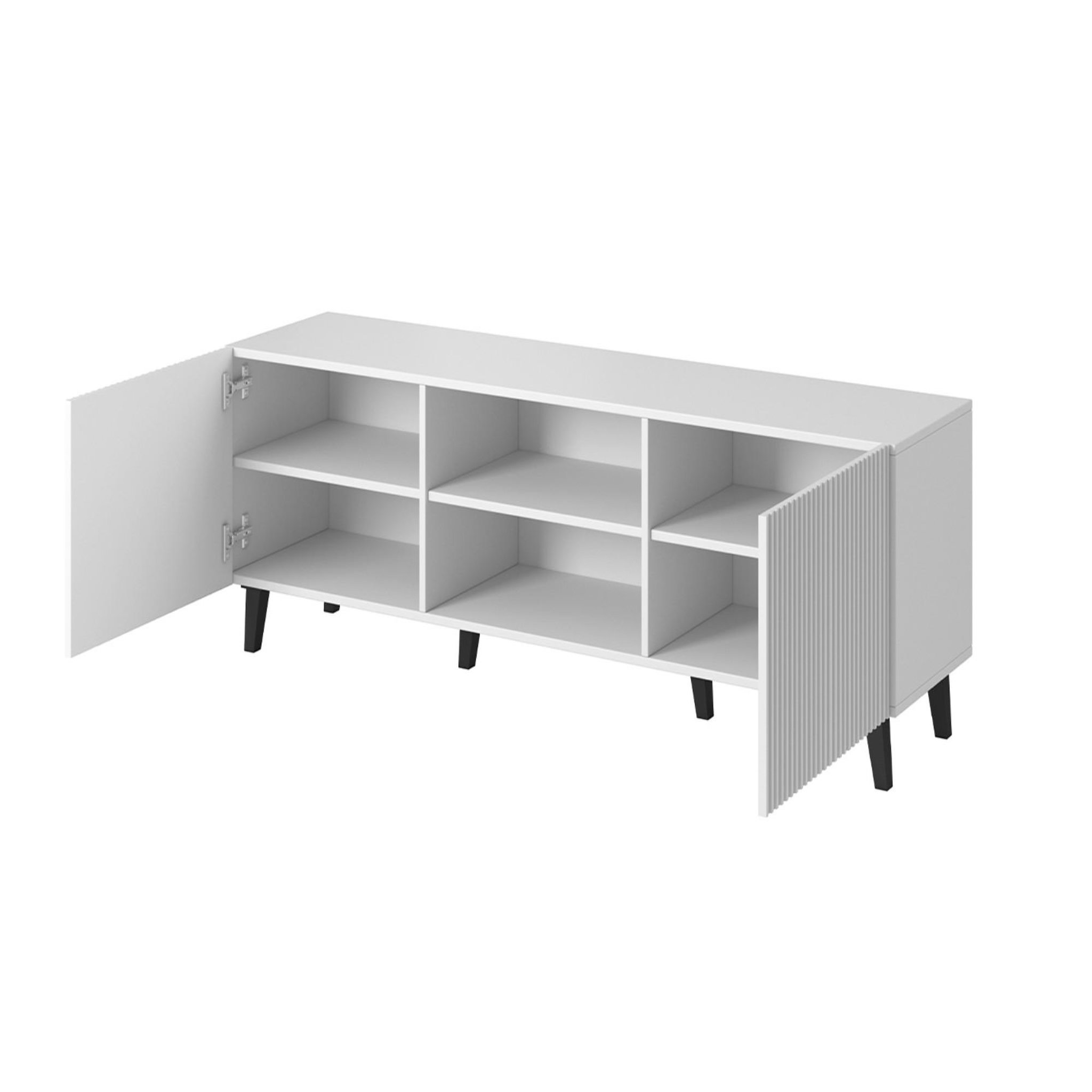 Voir la diapositive 4 : BEST MOBILIER Sanna - meuble tv - 2 portes et 2 niches - 150 cm