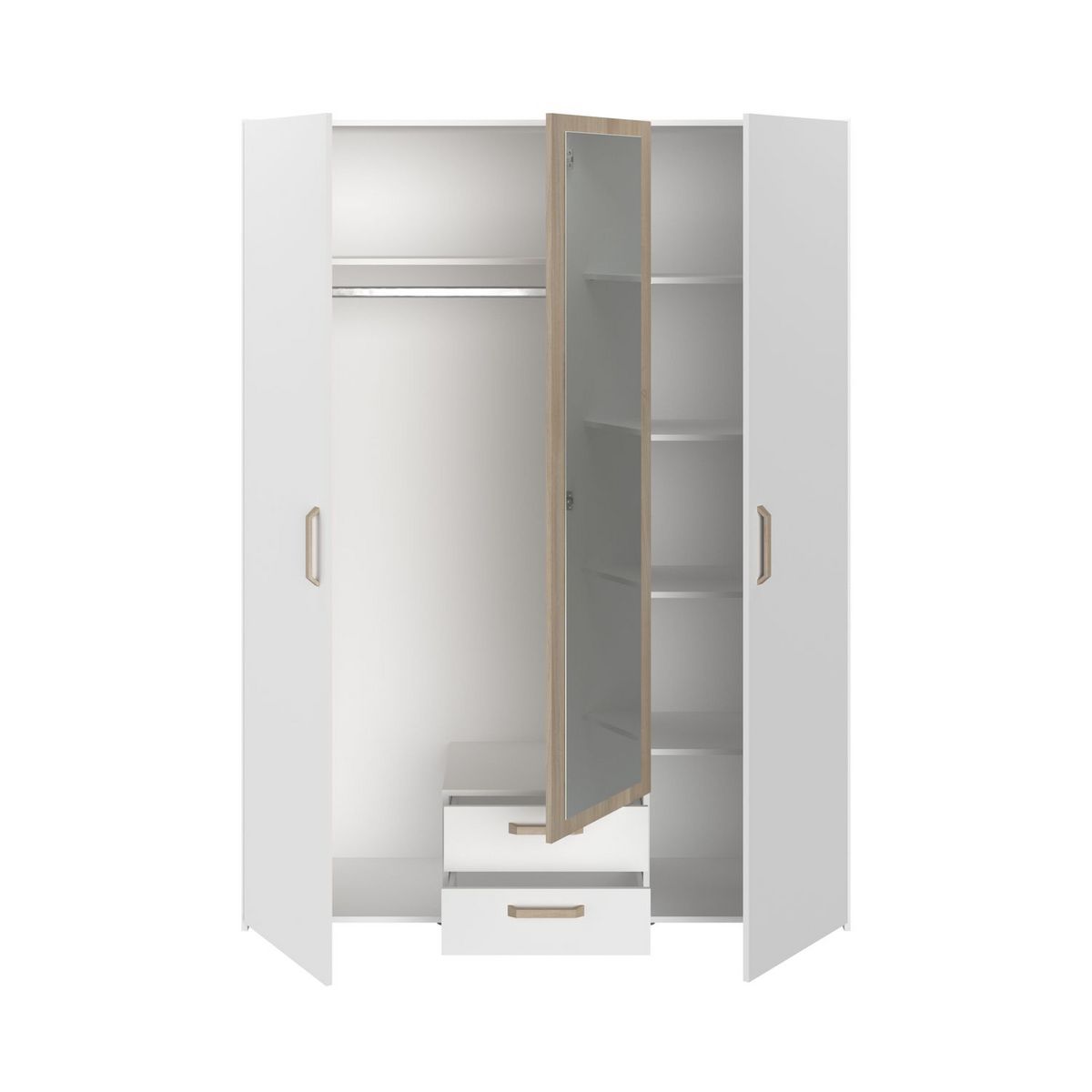 Armoire 3 portes 1 miroir 2 tiroirs SANDRINE