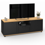 ID MARKET Meuble TV 110 cm VITO avec tiroir et niche noir et bois
