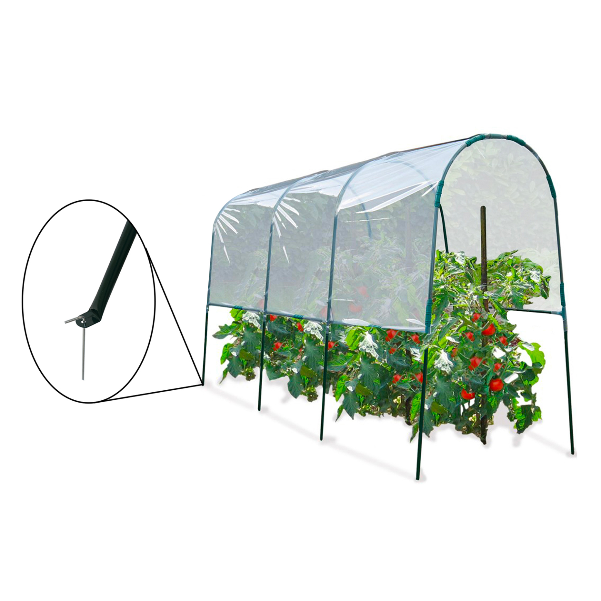 Voir la diapositive 4 : ID MARKET Serre à tomates de jardin 400 x 120 x 170 cm avec bâche transparente + arceaux en acier