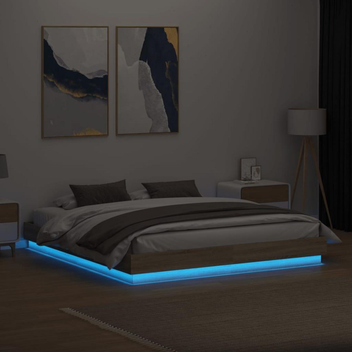 VIDAXL Cadre de lit avec LED sans matelas chene sonoma 180x200 cm