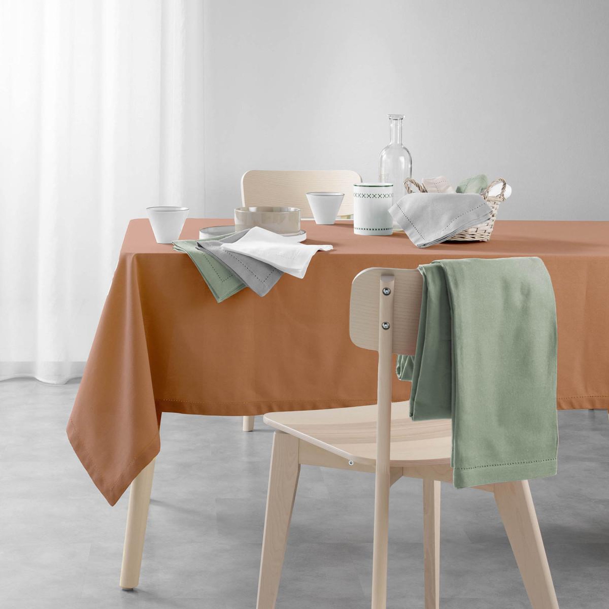 Voir la diapositive 3 : Douceur d'Intérieur Lot de 3 serviettes de table  charline  40x40cm mocha