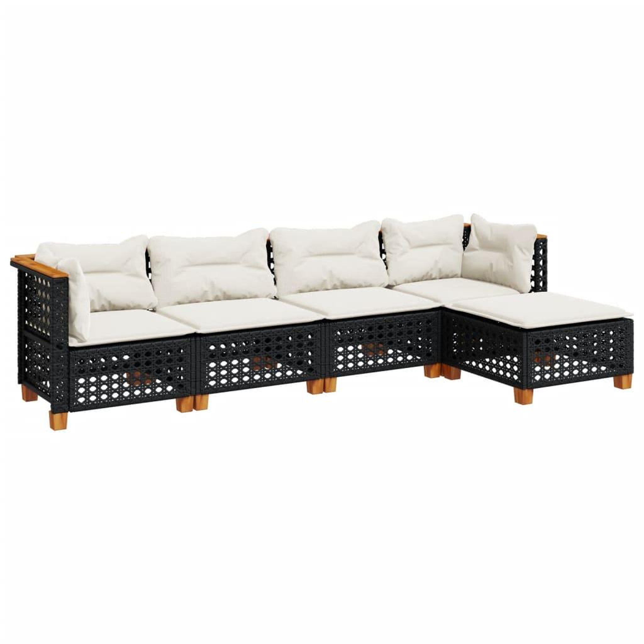 Voir la diapositive 2 : VIDAXL Salon de jardin 5 pcs avec coussins noir resine tressee