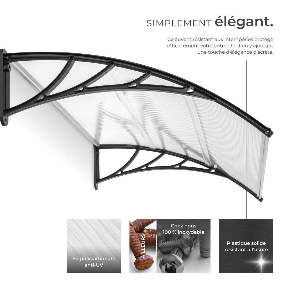 tectake Auvent de porte Marquise Résistant aux intempéries