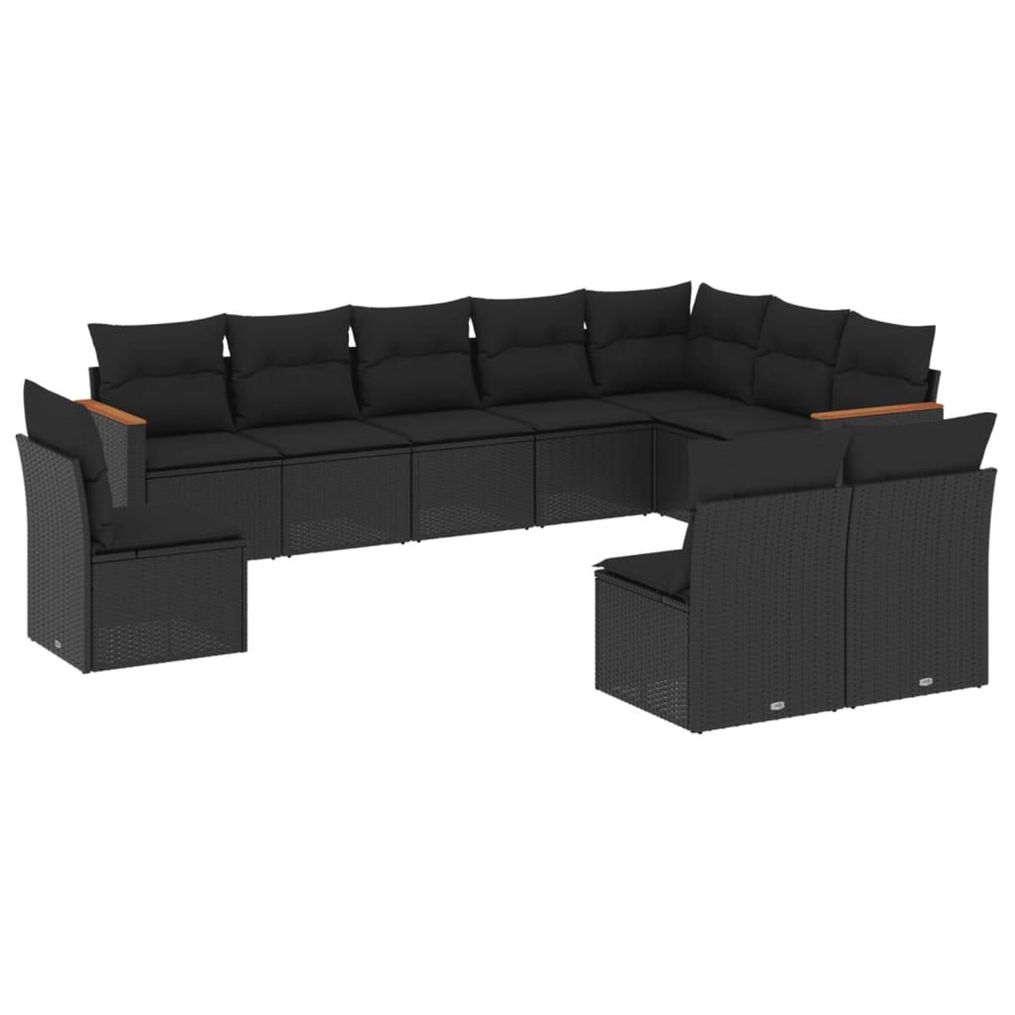 Voir la diapositive 2 : VIDAXL Salon de jardin 10 pcs avec coussins noir resine tressee
