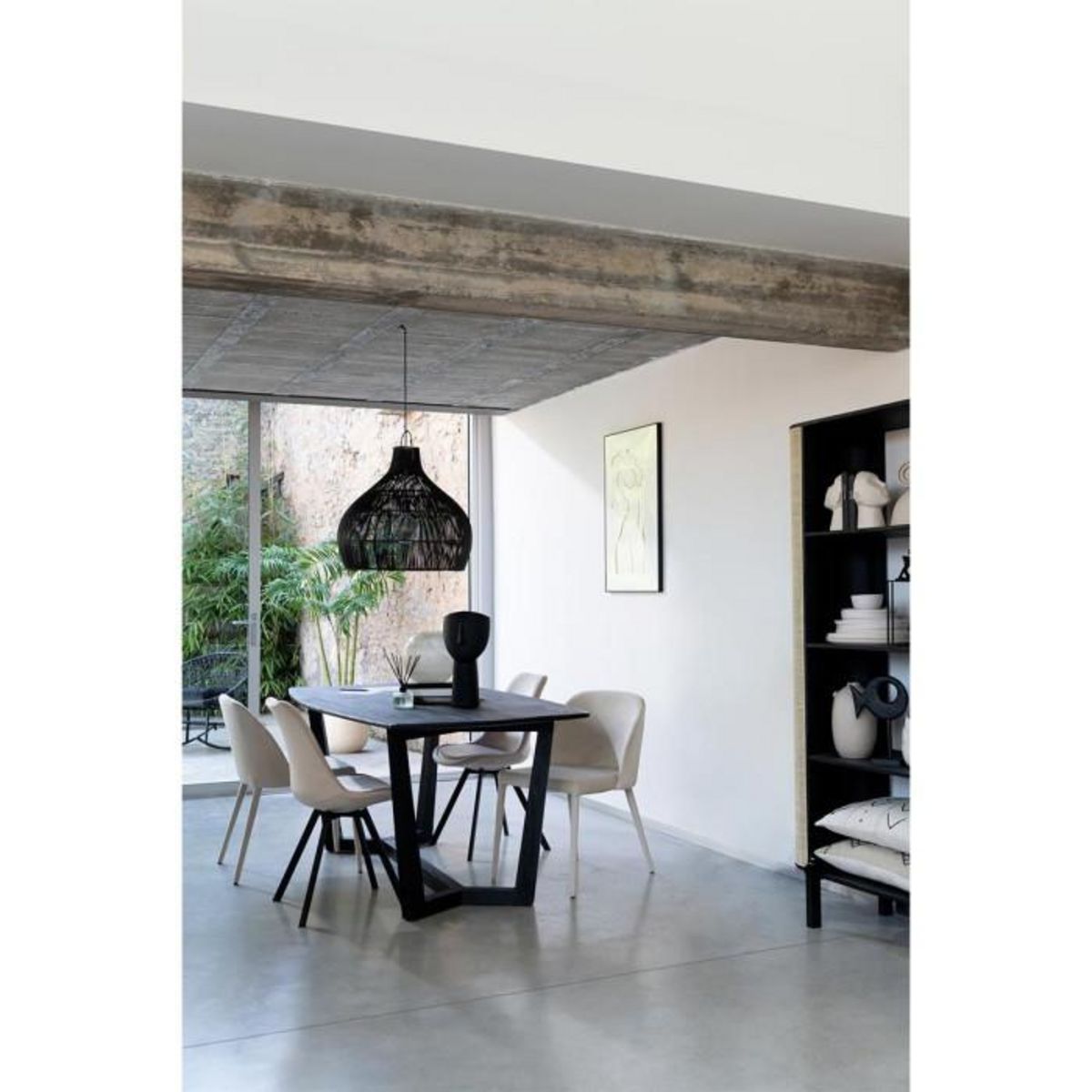 Paris Prix Abat-Jour Poire en Rotin  Lyna  80cm Noir