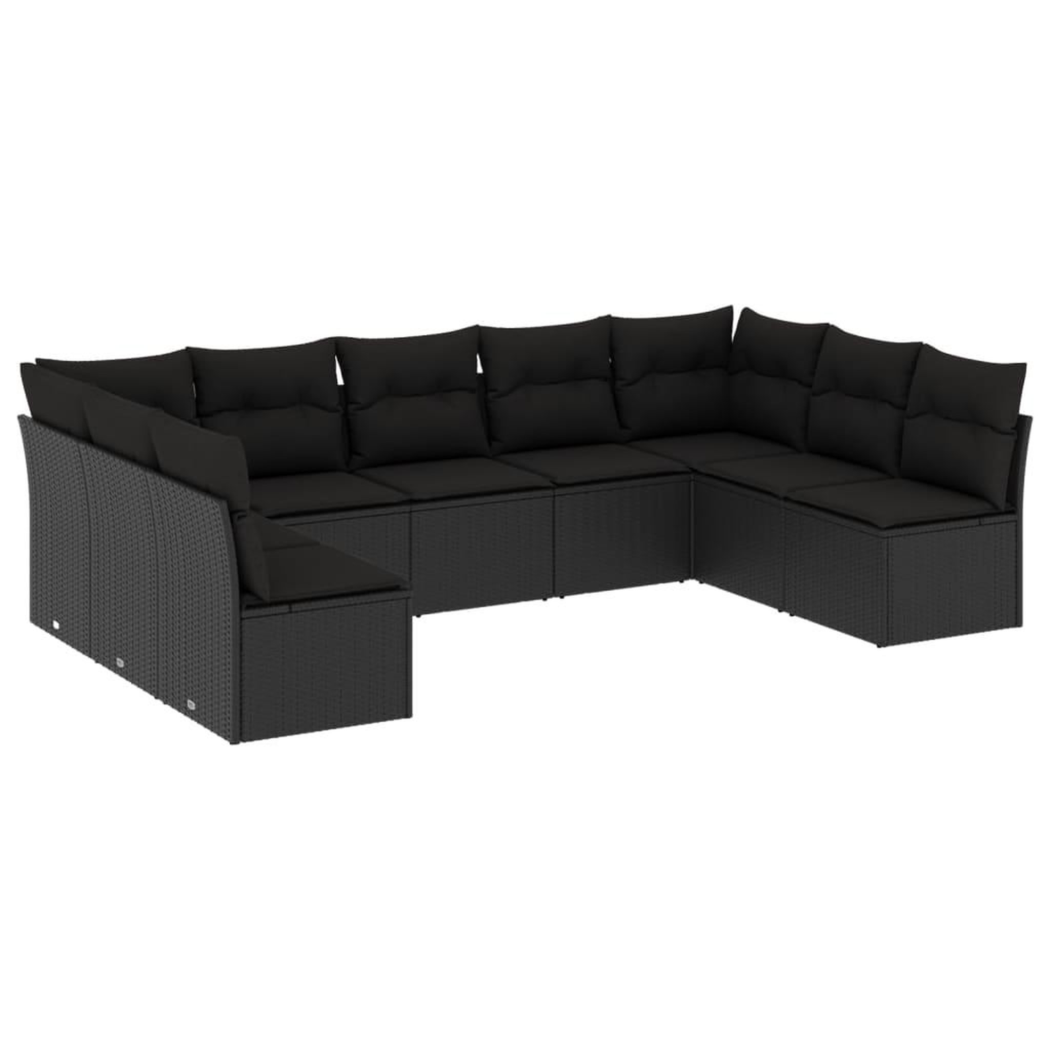 Voir la diapositive 2 : VIDAXL Salon de jardin 9 pcs avec coussins noir resine tressee