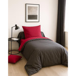 Home collection Parure housse de couette 135x200cm 100%coton fushia/anthracite