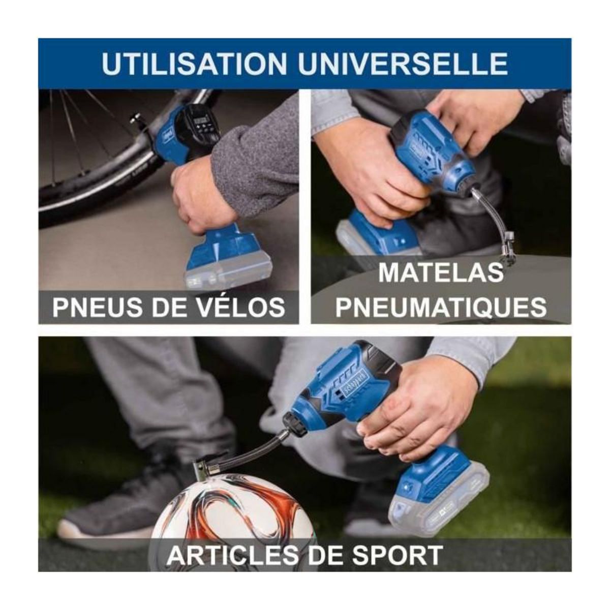 SCHEPPACH Compresseur portatif - SCHEPPACH - 20V IXES - Affichage LED - 7 bars - 6 access inclus - sans batterie ni chargeur - C-AC20-X