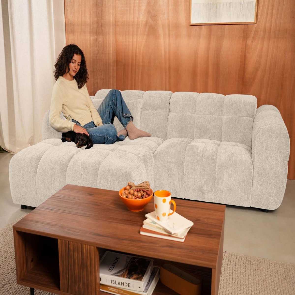 LISA DESIGN Mini ray - canapé d'angle gauche 4 places en tissu texturé