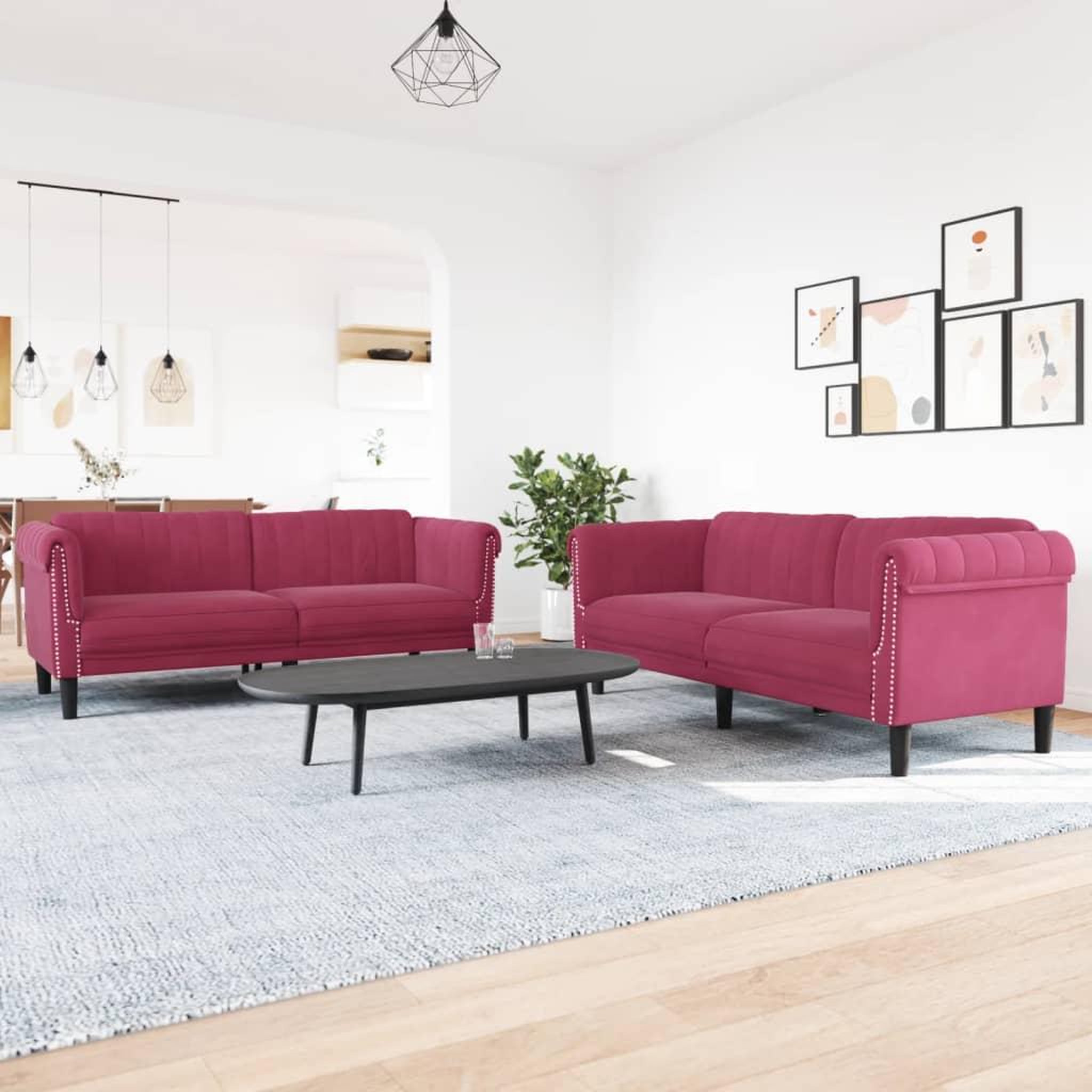 Voir la diapositive 1 : VIDAXL Ensemble de canapes 2 pcs rouge bordeaux velours