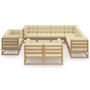 Voir la diapositive 3 : VIDAXL Salon de jardin 11 pcs avec coussins Marron miel Bois de pin