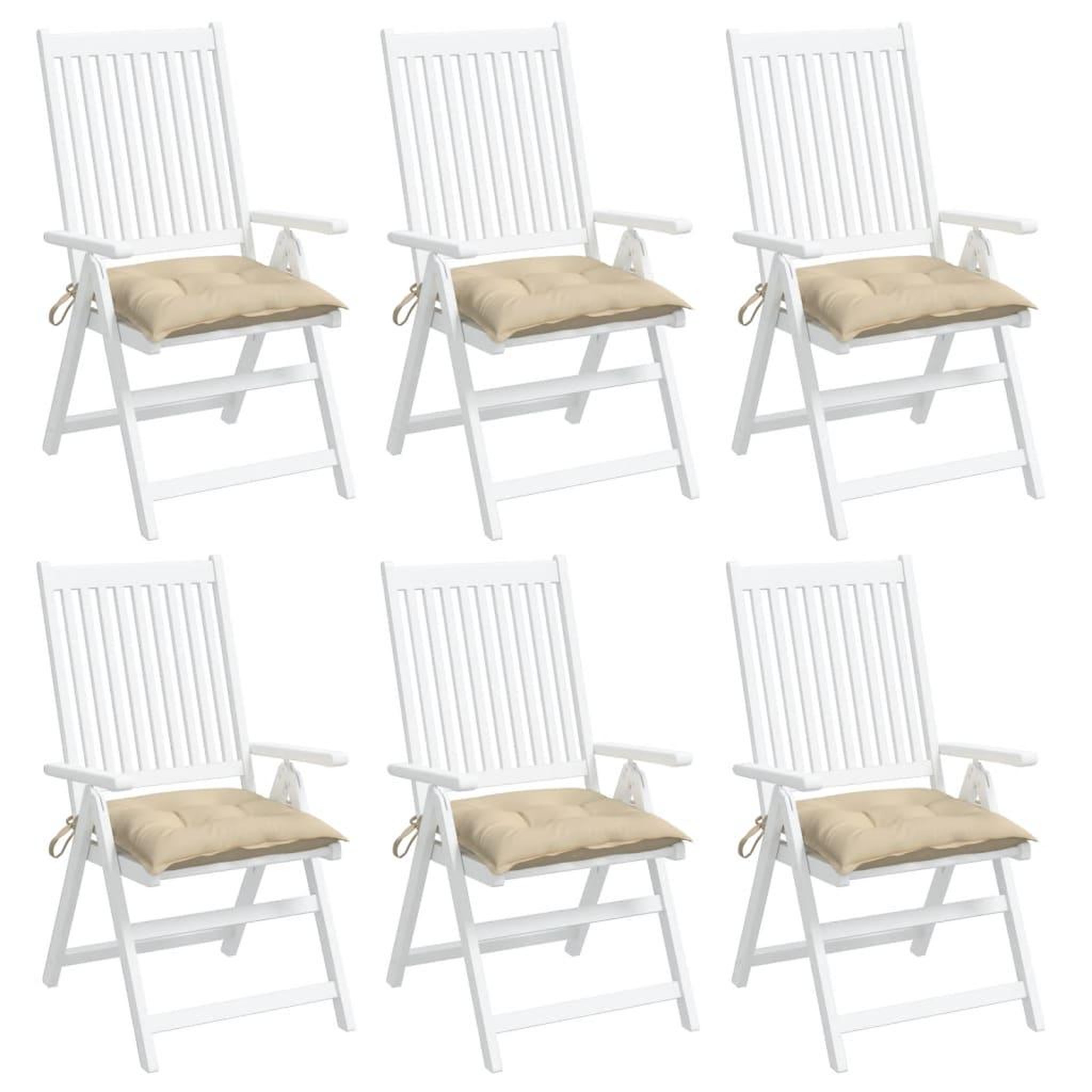 Voir la diapositive 4 : VIDAXL Coussins de chaise lot de 6 beige 40x40x7 cm tissu oxford