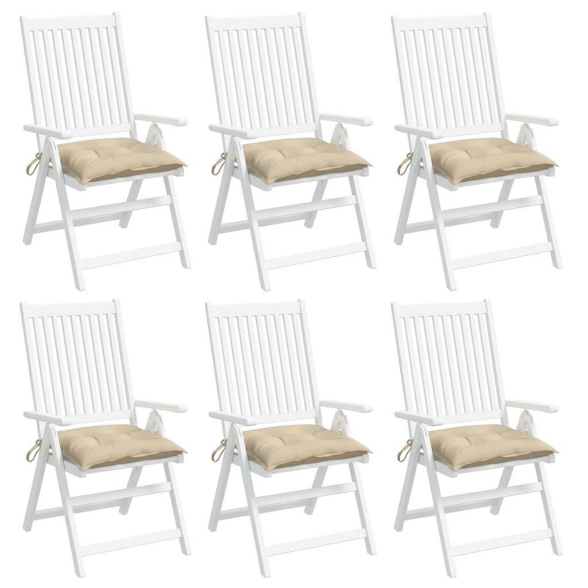 VIDAXL Coussins de chaise lot de 6 beige 40x40x7 cm tissu oxford