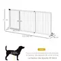 PAWHUT Barrière de sécurité chien barrière autoportante longueur réglable porte verrouillable intégrée dim. 113-166L x 36l x 71H cm sapin blanc