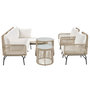 Voir la diapositive 1 : MERAX Salon de jardin 6 places en fer avec 2 fauteuils, 2 canapés, 2 tables, coussins, beige
