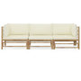 Voir la diapositive 2 : VIDAXL Salon de jardin 3 pcs avec coussins blanc creme bambou