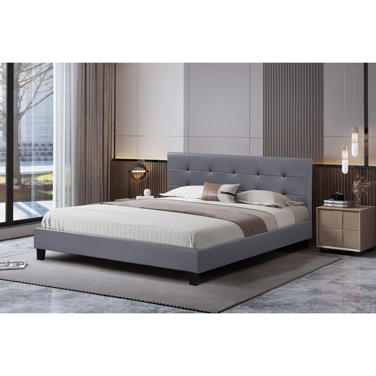 Habitat et Jardin Lit double en pvc  Julia  - 140 x 190 cm - Gris