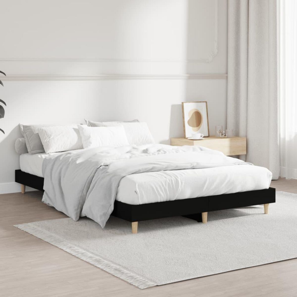 VIDAXL Cadre de lit sans matelas noir 120x190 cm bois d'ingenierie