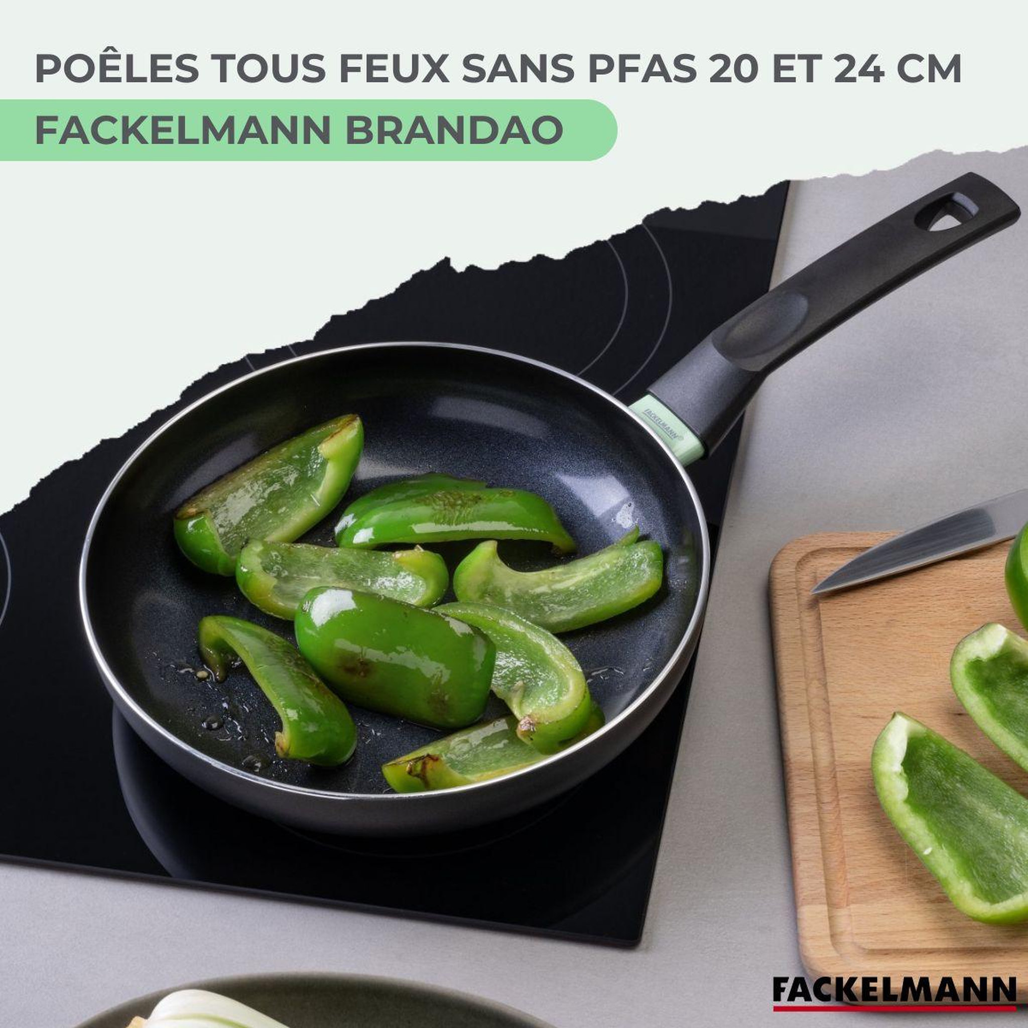 Voir la diapositive 2 : Fackelmann Set de 2 poêles antiadhésives céramique 20 et 24 cm Fackelmann Brandao
