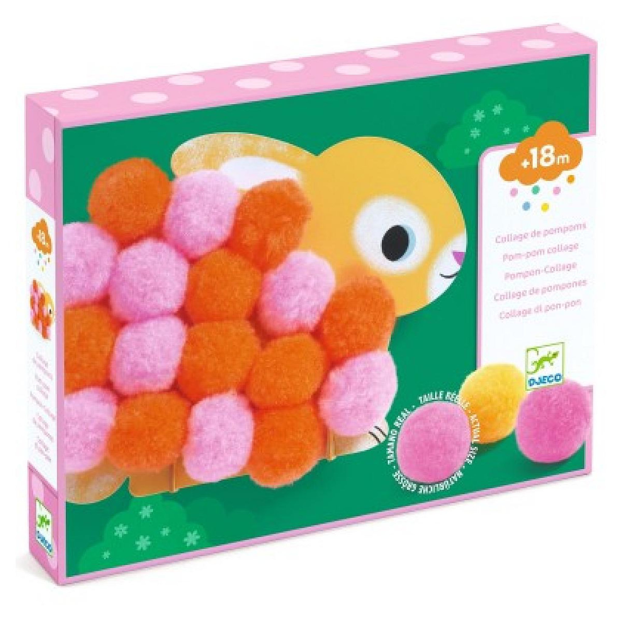 Djeco Collage de pompons - Animaux et ronds pompons