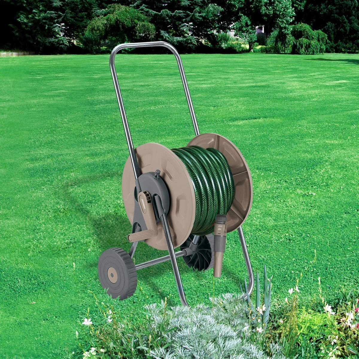 Jardibric Chariot dévidoir à manivelle pour tuyau