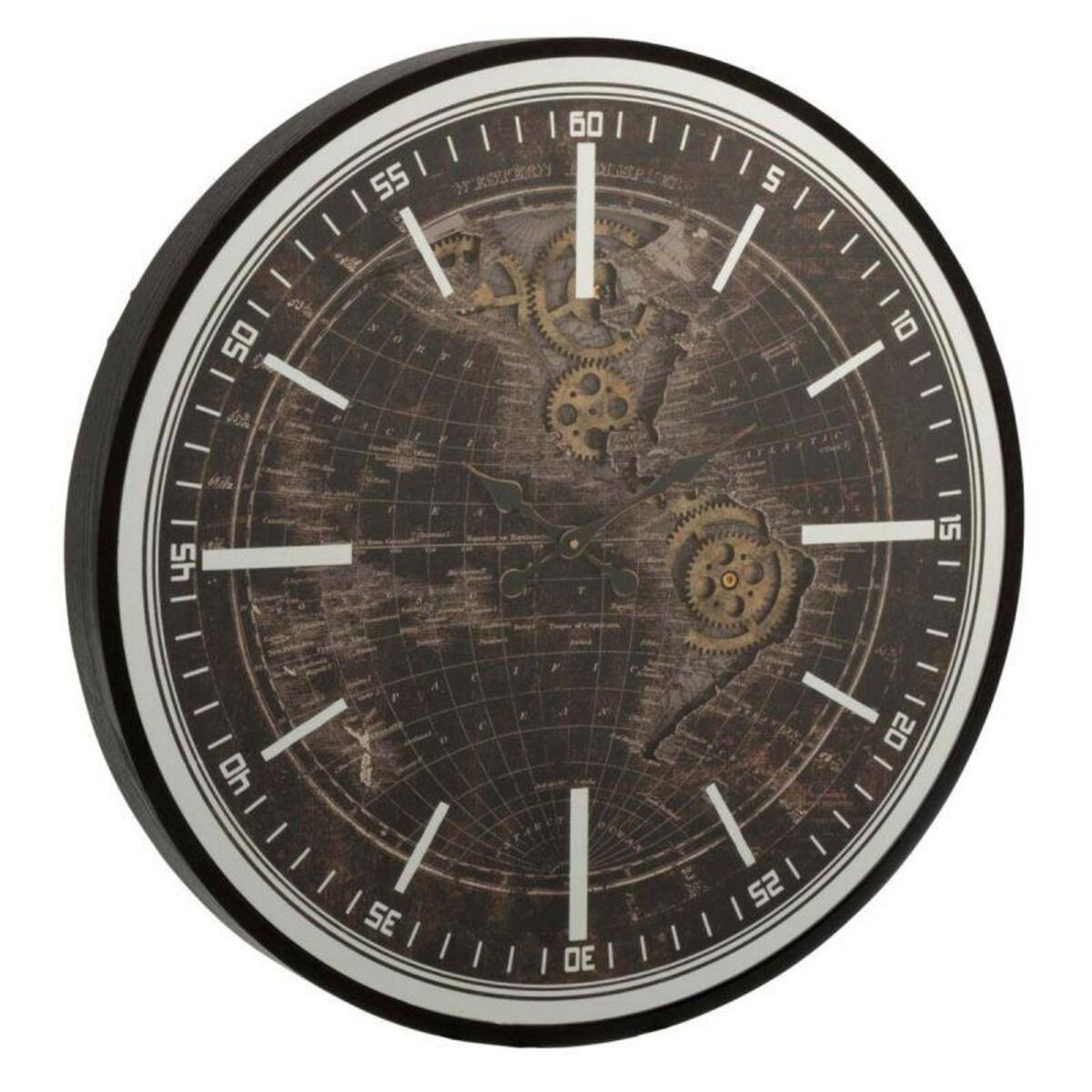 Paris Prix Horloge Murale  Mappemonde  48cm Or & Noir