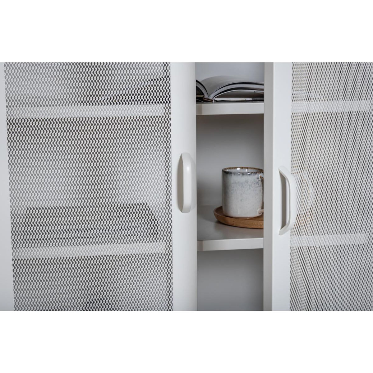 Paris Prix Buffet 2 Portes en Métal  Misha  102cm Blanc