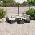 VIDAXL Salon de jardin 8 pcs avec coussins noir resine tressee